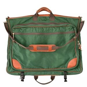 L.L. Bean Green and Brown Travel Bag with Leather Accents